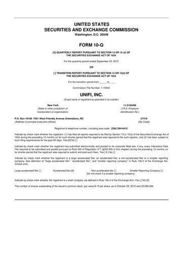 Thumbnail Unifi 10-Q Quarterly Report FY2013 
