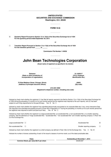 Thumbnail JBT Marel Corporation 10-Q Quarterly Report FY2012 