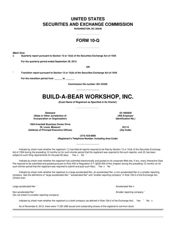 Thumbnail Build-A-Bear Workshop 10-Q Quarterly Report FY2012 