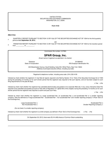 Thumbnail SPAR Group 10-Q Quarterly Report FY2012 
