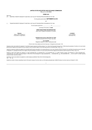 Thumbnail LCI Industries
 10-Q Quarterly Report FY2012 