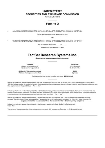 Thumbnail FactSet 10-Q Quarterly Report FY2013 