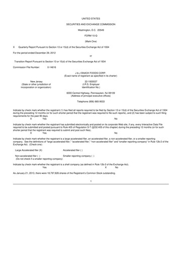 Thumbnail J&J Snack Foods
 10-Q Quarterly Report FY2013 