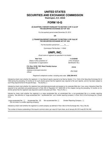 Thumbnail Unifi 10-Q Quarterly Report FY2013 