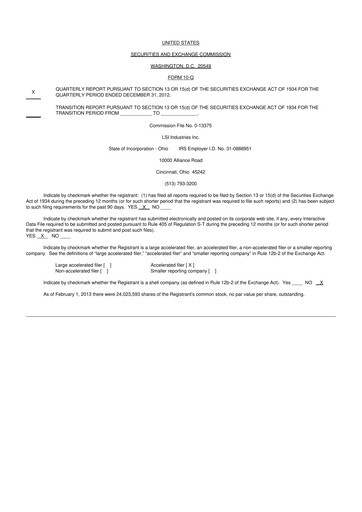 Miniature LSI Industries 10-Q Rapport trimestriel 2013 