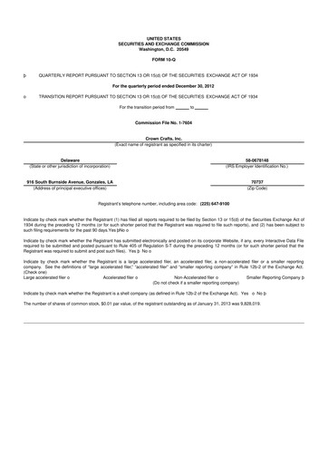 Thumbnail Crown Crafts 10-Q Quarterly Report FY2013 