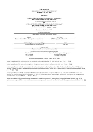 Thumbnail Kelly Services
 10-K Annual Report 2012