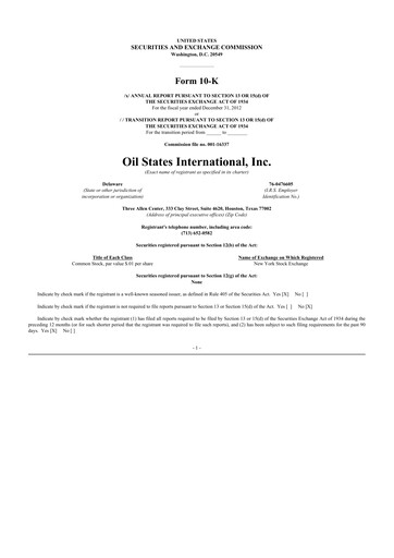 Thumbnail Oil States International
 10-K Annual Report 2012