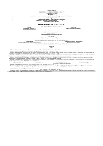 Thumbnail Dorchester Minerals 10-K Annual Report 2012