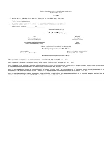 Thumbnail Olympic Steel
 10-K Annual Report 2012