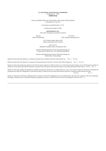 Thumbnail QCR Holdings
 10-K Annual Report 2012