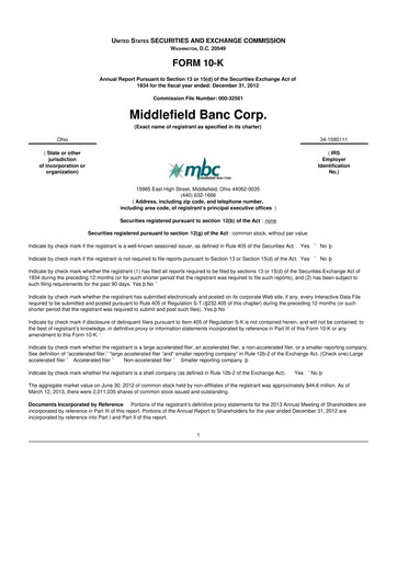 Thumbnail Middlefield Banc
 10-K Annual Report 2013