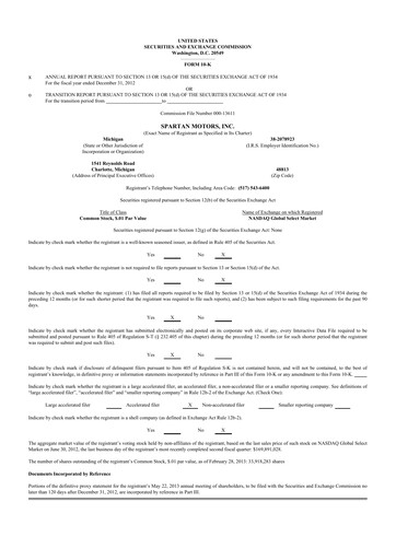 Thumbnail The Shyft Group 10-K Annual Report 2012