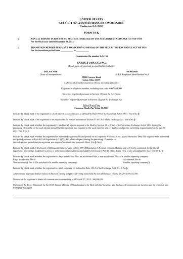 Thumbnail Energy Focus 10-K Annual Report 2012