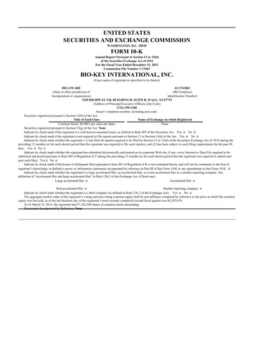 Thumbnail BIO-key International
 10-K Annual Report 2012