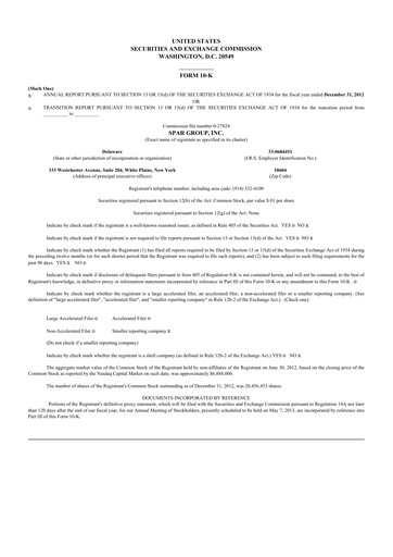 Thumbnail SPAR Group 10-K Annual Report 2012