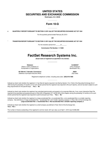 Thumbnail FactSet 10-Q Quarterly Report FY2013 