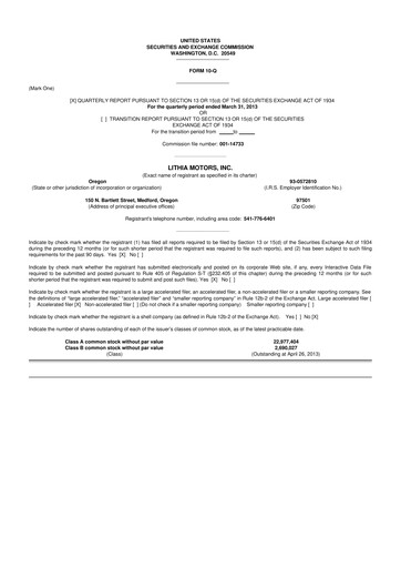 Thumbnail Lithia Motors 10-Q Quarterly Report FY2013 