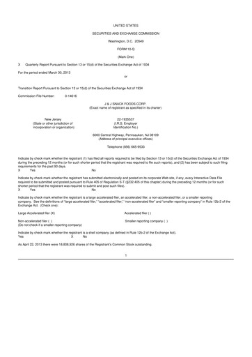 Thumbnail J&J Snack Foods
 10-Q Quarterly Report FY2013 