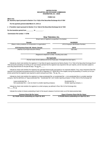 Thumbnail Gray Media
 10-Q Quarterly Report FY2013 