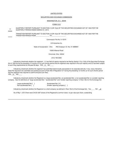 Miniature LSI Industries 10-Q Rapport trimestriel 2013 