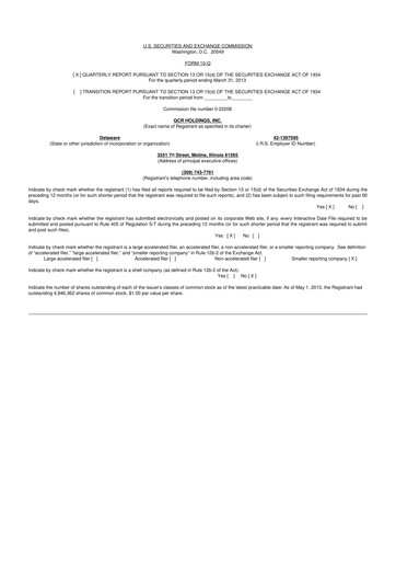 Miniature QCR Holdings
 10-Q Rapport trimestriel 2013 