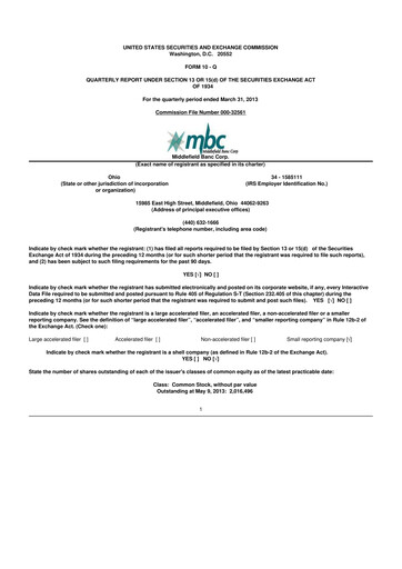 Thumbnail Middlefield Banc
 10-Q Quarterly Report FY2013 