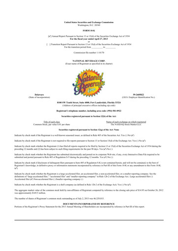 Thumbnail National Beverage
 10-K Annual Report 2013