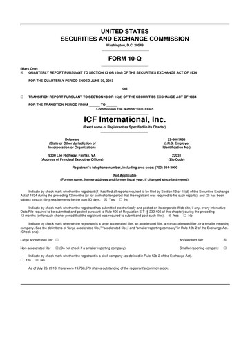 Thumbnail ICF International 10-Q Quarterly Report FY2013 