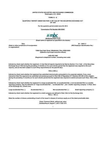 Thumbnail Middlefield Banc
 10-Q Quarterly Report FY2013 