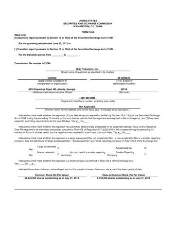 Thumbnail Gray Media
 10-Q Quarterly Report FY2013 