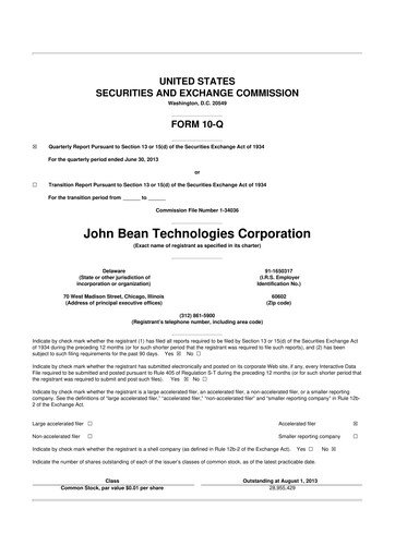 Thumbnail JBT Marel Corporation 10-Q Quarterly Report FY2013 