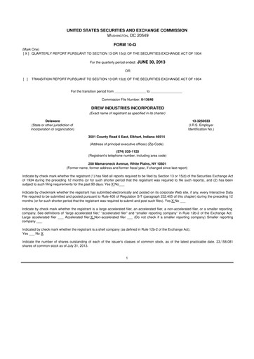 Thumbnail LCI Industries
 10-Q Quarterly Report FY2013 