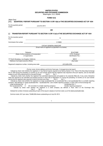 Thumbnail Cathay General Bancorp 10-Q Quarterly Report FY 
