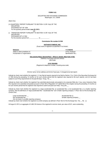 Miniature Nathan's Famous 10-Q Rapport trimestriel 2014 