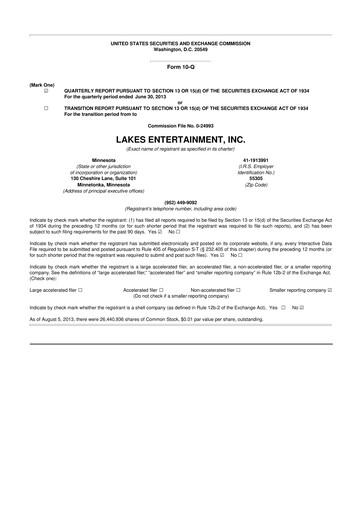 Thumbnail Golden Entertainment
 10-Q Quarterly Report FY2013 