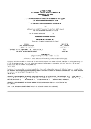 Thumbnail Patrick Industries 10-Q Quarterly Report FY2013 