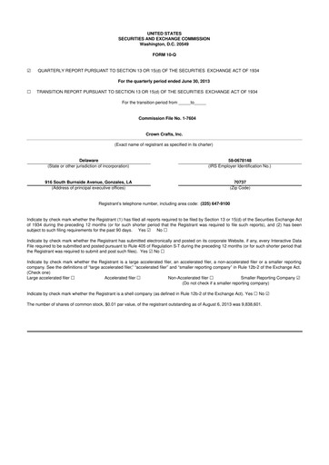 Thumbnail Crown Crafts 10-Q Quarterly Report FY2014 