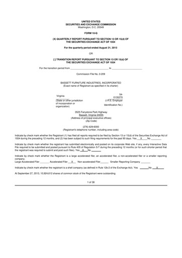 Thumbnail Bassett Furniture 10-Q Quarterly Report FY2013 