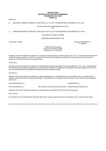 Thumbnail Superior Group of Companies 10-Q Quarterly Report FY2013 