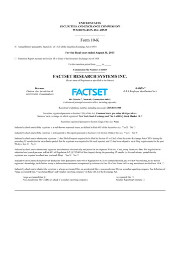 Thumbnail FactSet 10-K Annual Report 2013