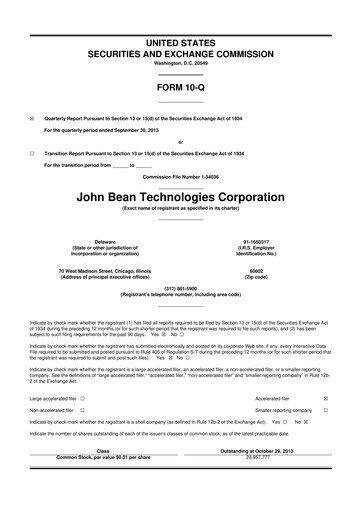 Thumbnail JBT Marel Corporation 10-Q Quarterly Report FY2013 
