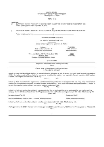 Thumbnail Oil States International
 10-Q Quarterly Report FY 