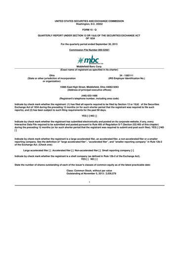 Thumbnail Middlefield Banc
 10-Q Quarterly Report FY2013 