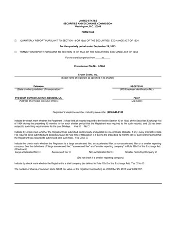 Thumbnail Crown Crafts 10-Q Quarterly Report FY2014 