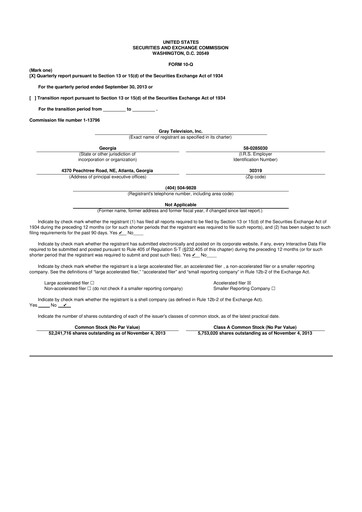 Thumbnail Gray Media
 10-Q Quarterly Report FY2013 