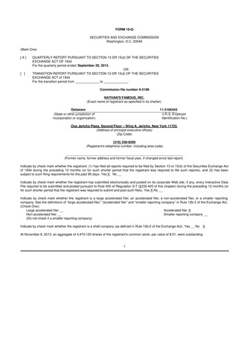 Miniature Nathan's Famous 10-Q Rapport trimestriel 2014 