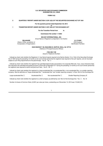 Vorschaubild BIO-key International
 10-Q Quartalsbericht 2013 