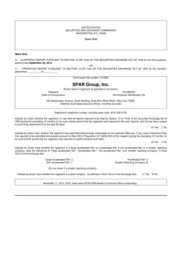 Thumbnail SPAR Group 10-Q Quarterly Report FY2013 