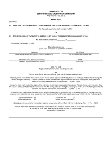 Thumbnail Ethan Allen
 10-Q Quarterly Report FY2014 